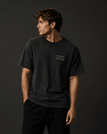 Silence Is Power oversized tee front view in black heavyweight cotton