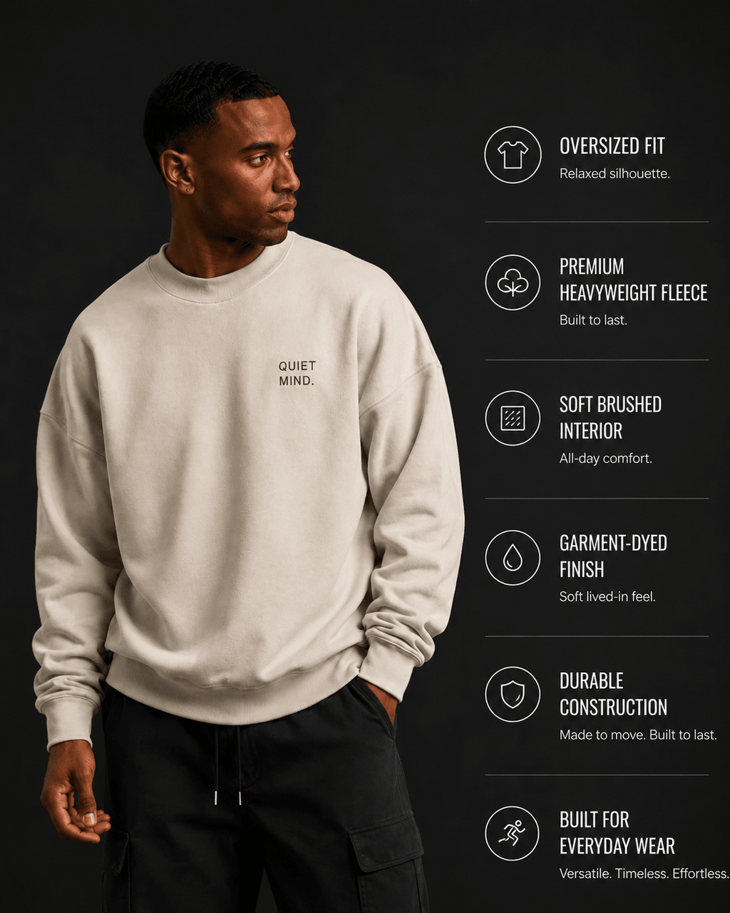 Quiet Mind Heavyweight Sweatshirt - Sweatshirt - WearNovry
