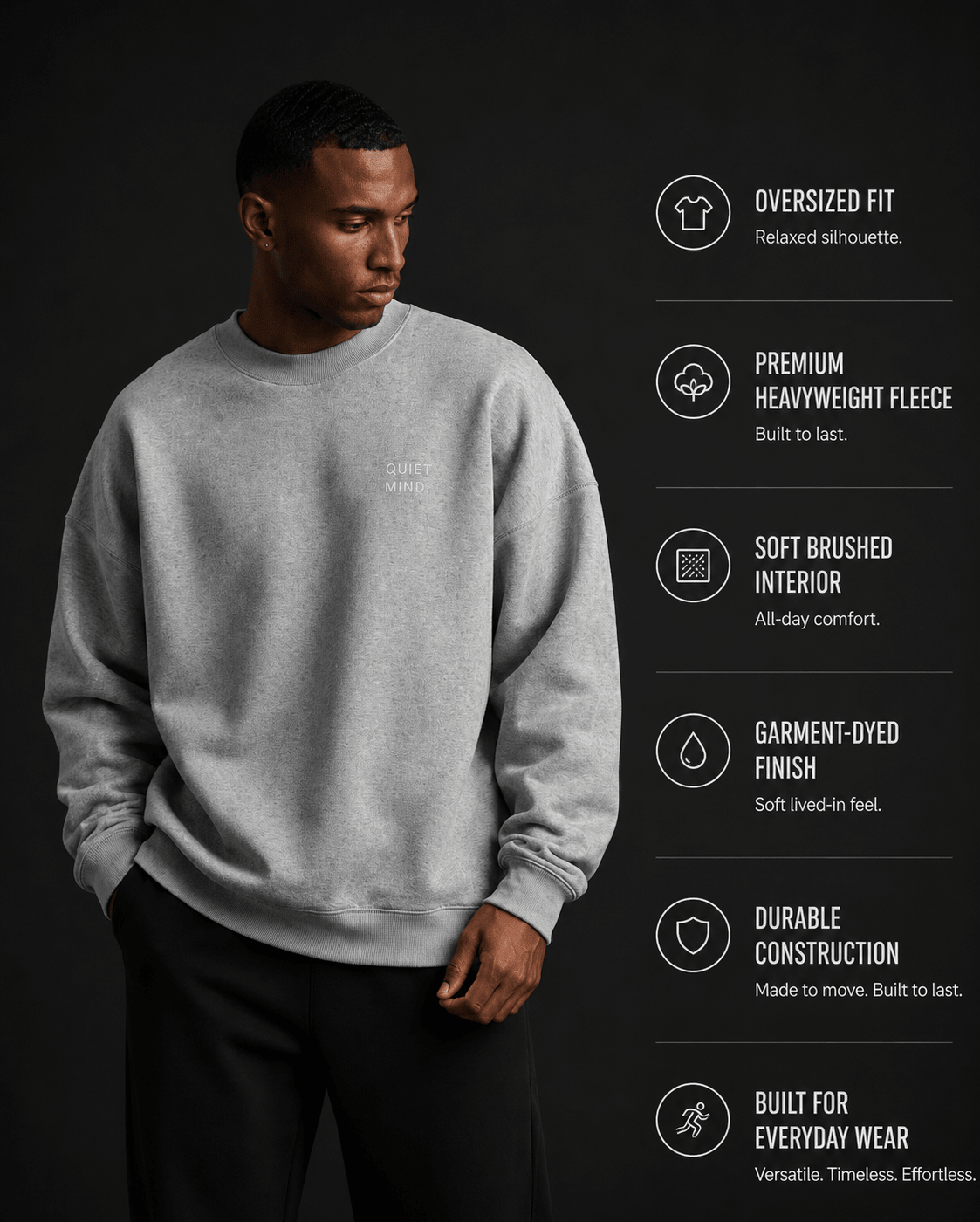 Quiet Mind Heavyweight Sweatshirt - Sweatshirt - WearNovry