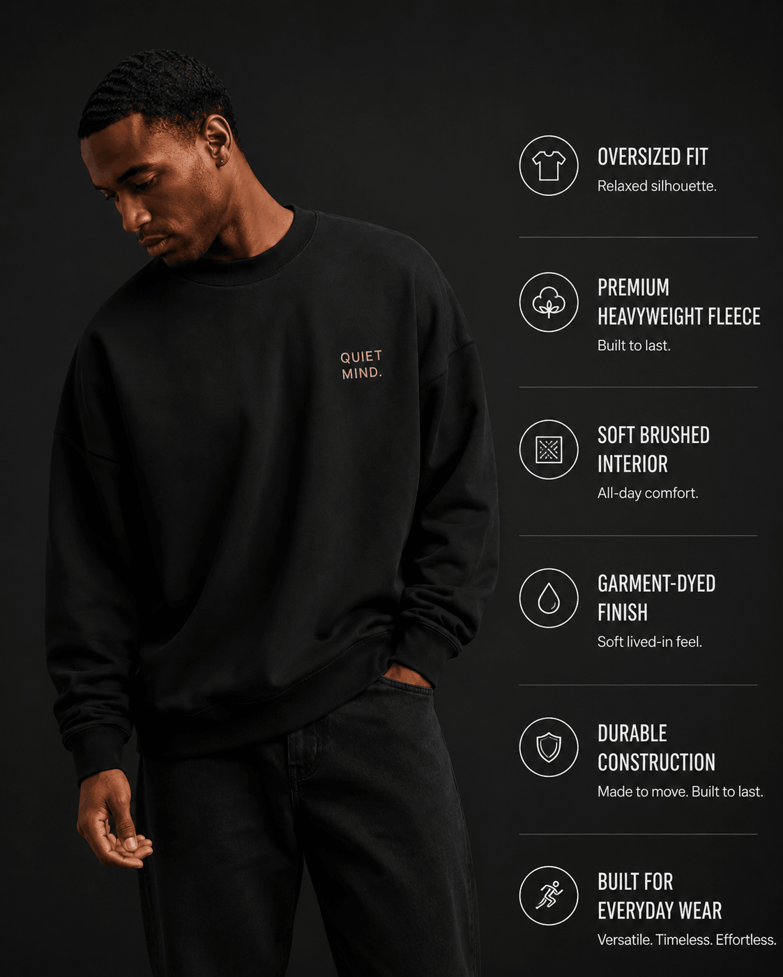 Quiet Mind Heavyweight Sweatshirt - Sweatshirt - WearNovry