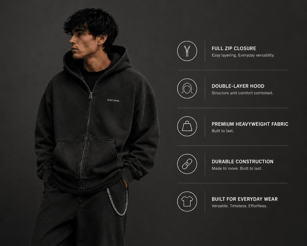Quiet Mind Zip Hoodie - Hoodie - WearNovry