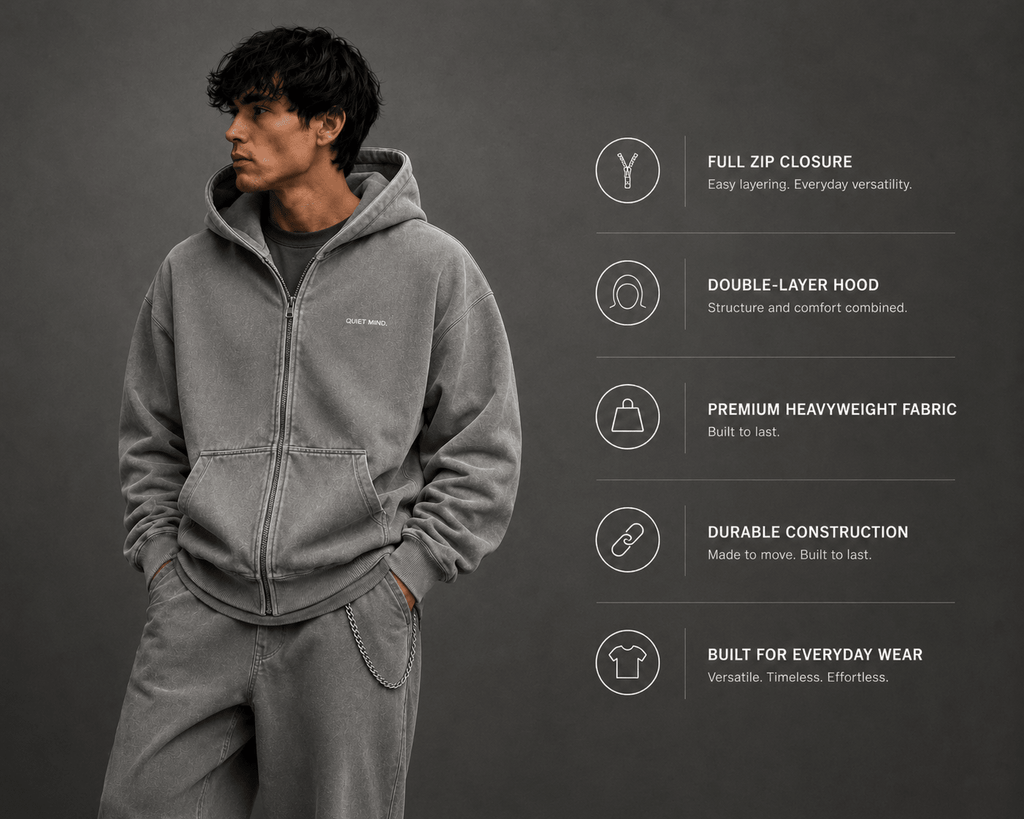 Quiet Mind Zip Hoodie - Hoodie - WearNovry