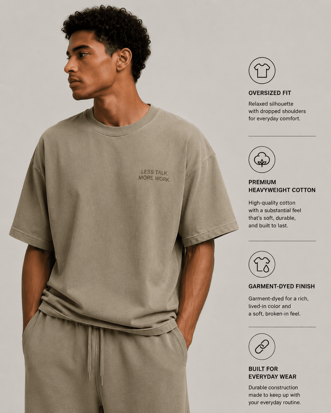 Less Talk. More Work. Heavyweight Tee - T-Shirt - WearNovry