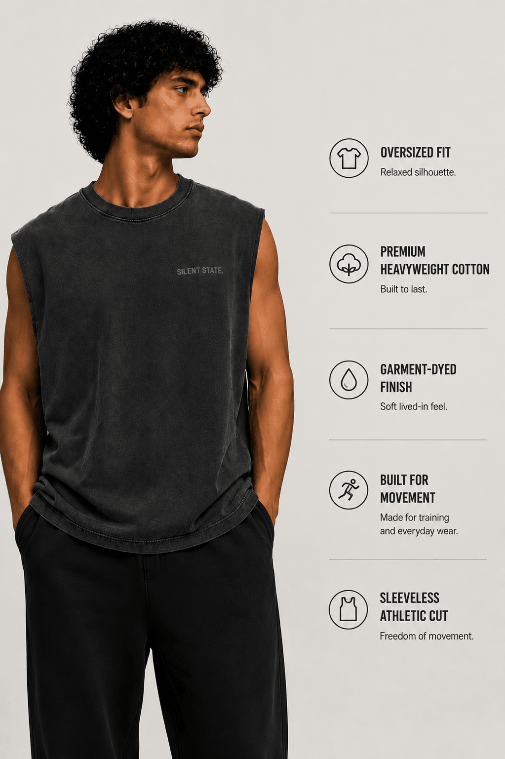 Silent State Oversized Tank - Tank Top - WearNovry